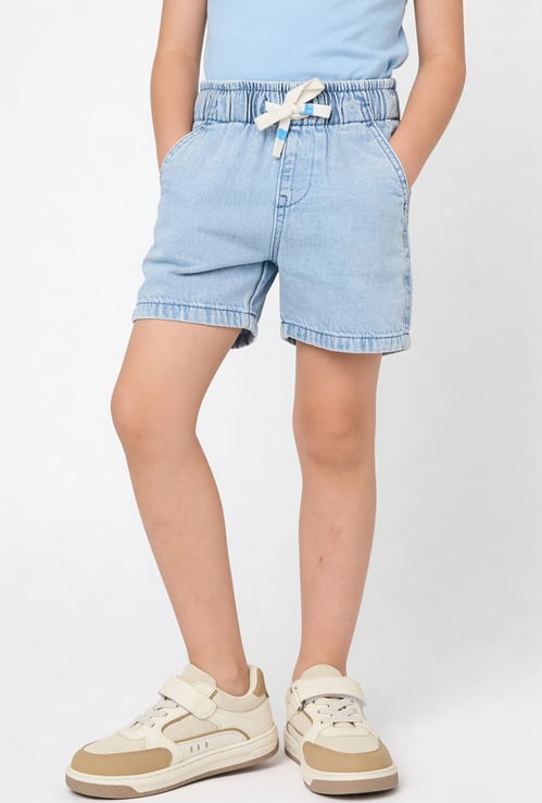 Boys Solid Denim Shorts