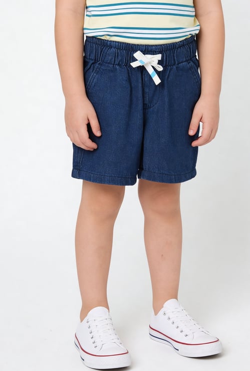 Boys Solid Denim Shorts
