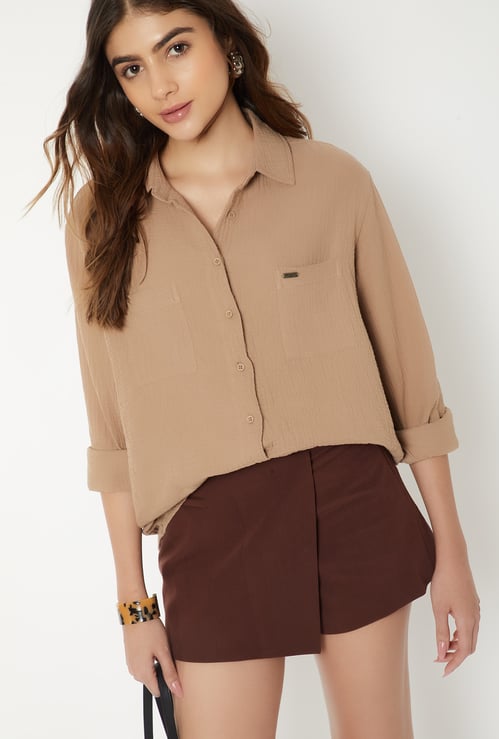 Women Textured Regular Fit Shirt