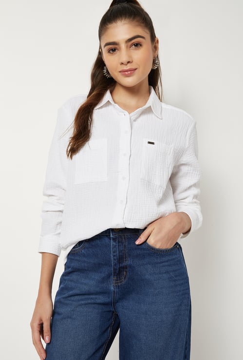 Women Textured Regular Fit Shirt
