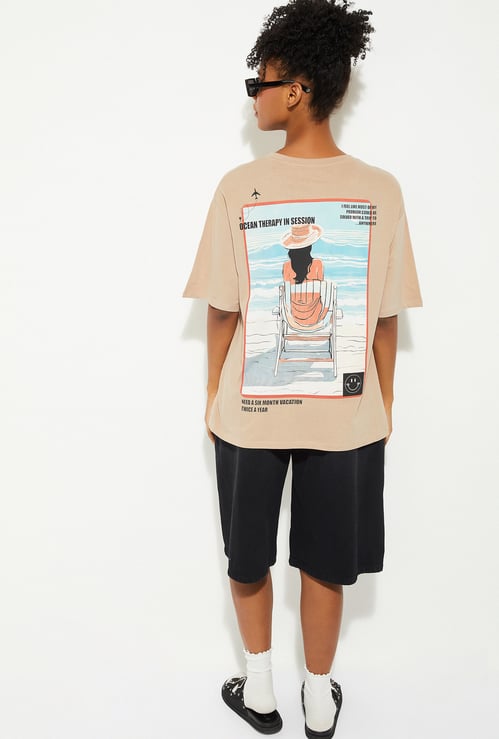 URB_N Women Back Graphic Relaxed Fit T-shirt