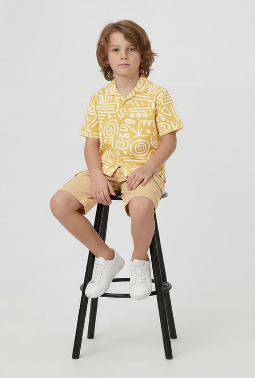 Boys Printed Resort Collar Shirt