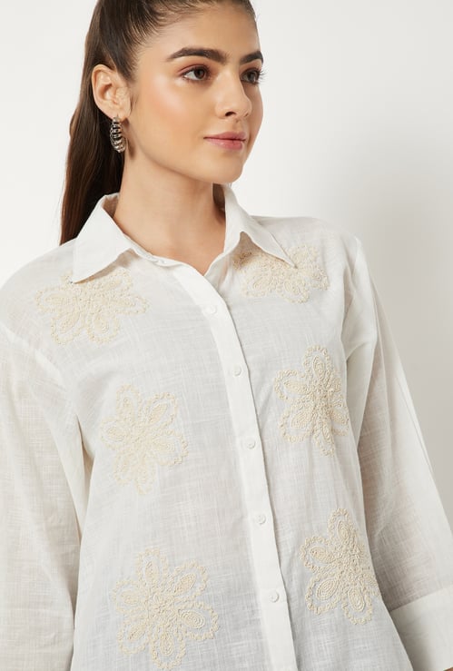 Women Embroidered Regular Fit Shirt