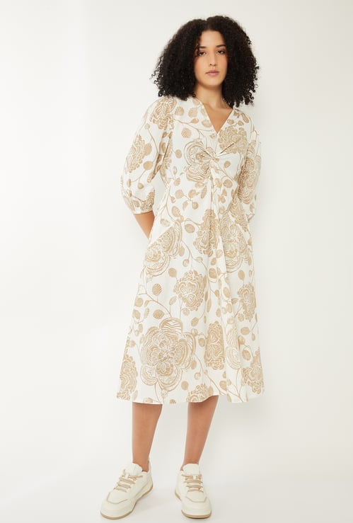 Women Printed A-line Midi Dress