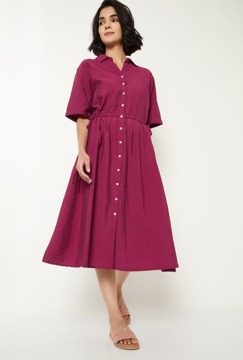 Women Solid Shirt Dress