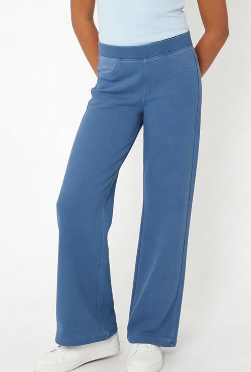 Girls Solid Wide Leg Trousers