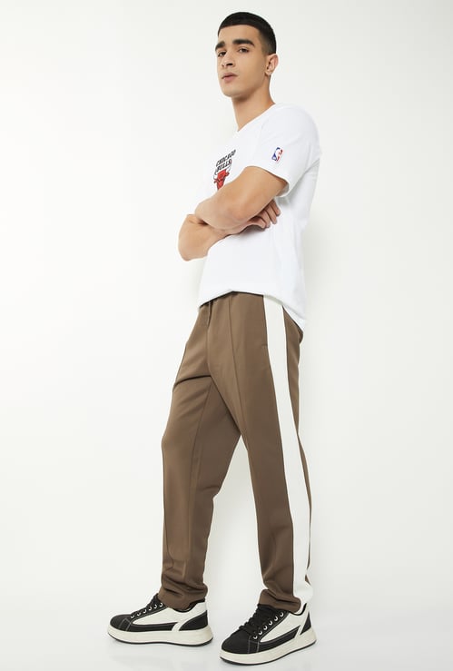 Men Contrast Panel Sports Track Pants