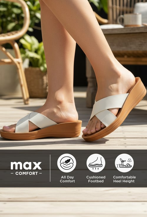 Women Solid Cross Strap Flatforms