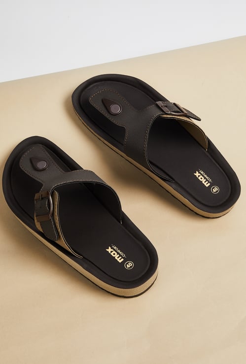 Men Colourblock T-strap Sandals