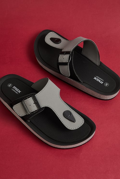 Men Colourblock T-strap Sandals