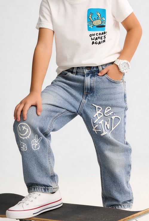 Boys Printed Loose Fit Jeans