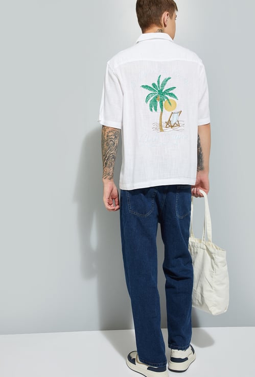 URB_N Men Embroidered Regular Fit Resort Shirt