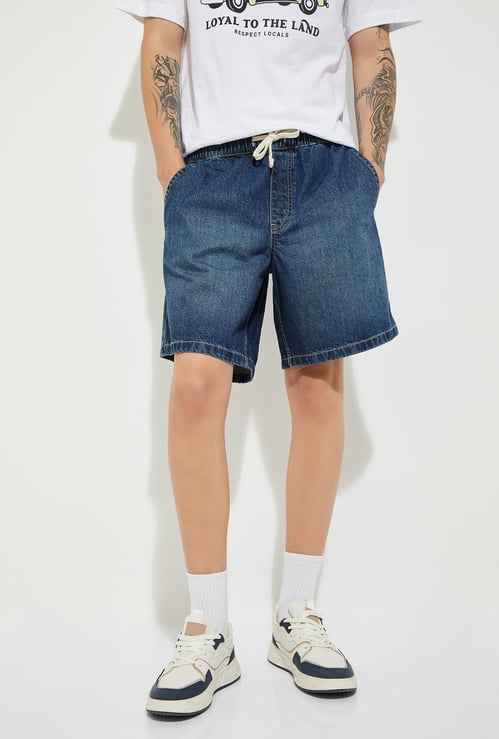 URB_N Men Washed Denim Shorts