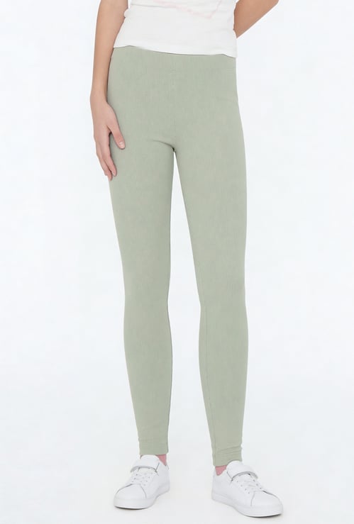 Girls Ribbed Skinny Leggings