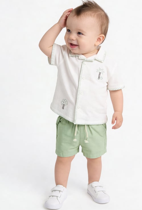 Boys Embroidered Shirt and Shorts