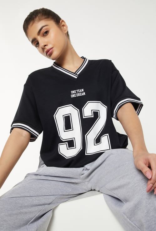 Women Printed Boxy Fit Sports T-shirt