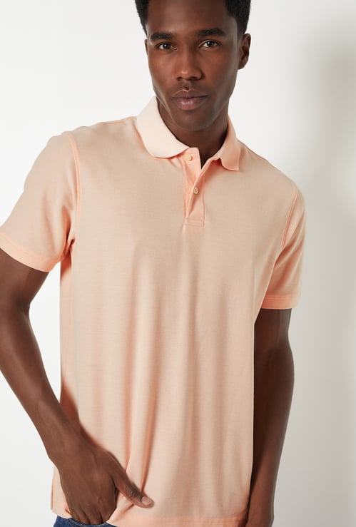 Men Textured Polo T-shirt