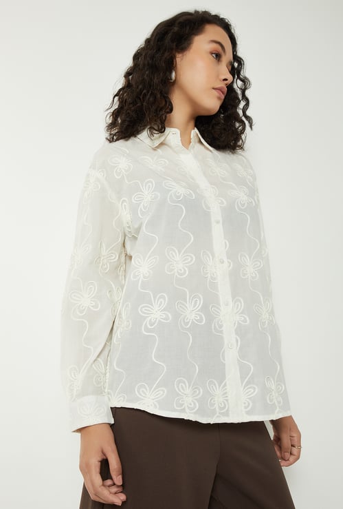 Women Embroidered Oversized Shirt