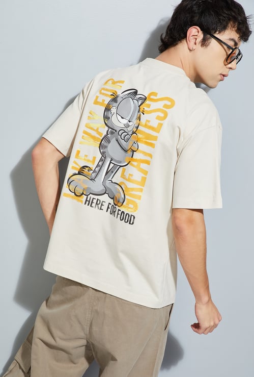 URB_N Men Oversized Back Garfield Print T-shirt