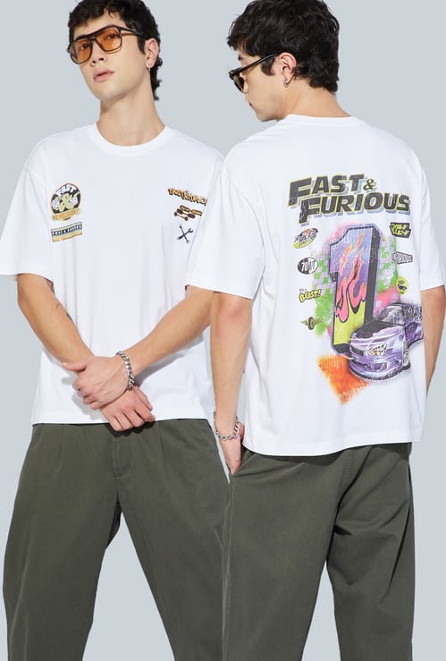 URB_N Men Fast & Furious Print Oversized T-shirt