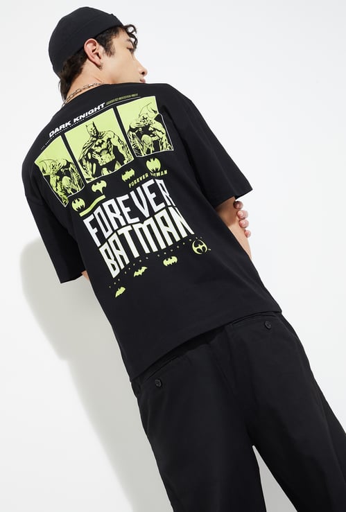 URB_N Men Batman Print Oversized T-shirt
