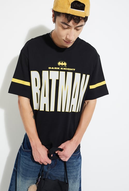 URB_N Men Batman Print Oversized T-shirt