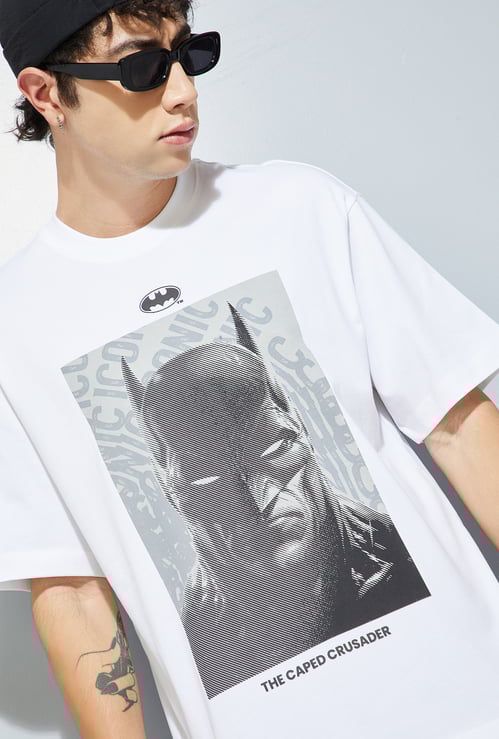 URB_N Men Batman Print Oversized T-shirt