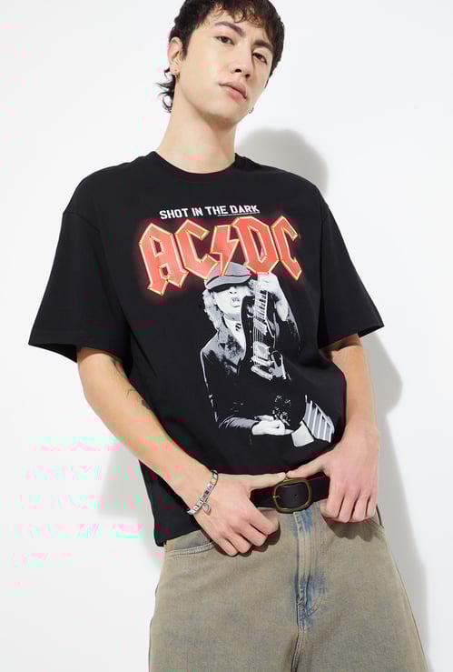 URB_N Men AC/DC Printed Oversized T-shirt