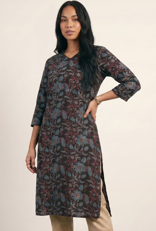 Women Floral Print Straight Kurta
