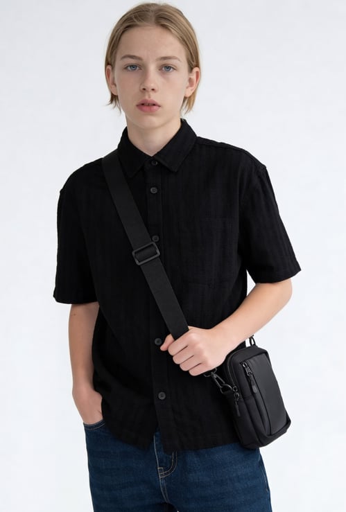 Boys Striped Textured Shirt