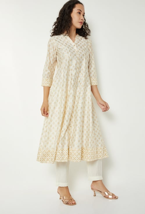 Women Woven Kalidar Kurta