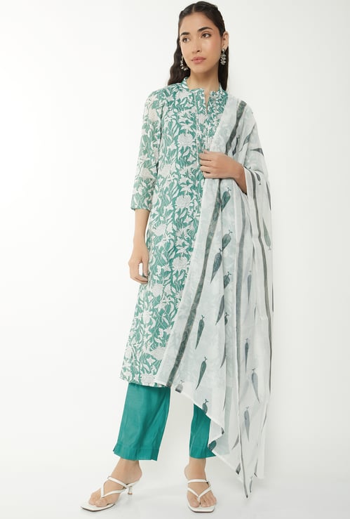 Women Floral Print Straight Kurta Set