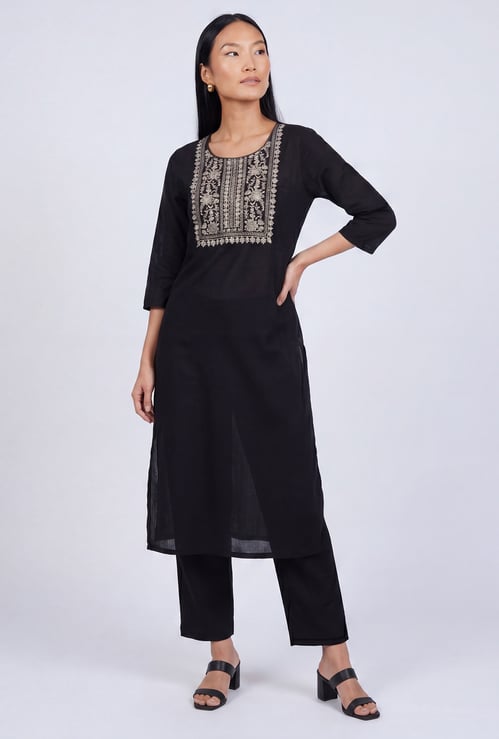 Women Embroidered A-Line Kurta Set