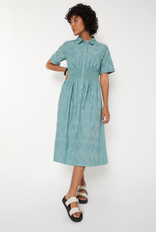 Women Schiffli Shirt Dress