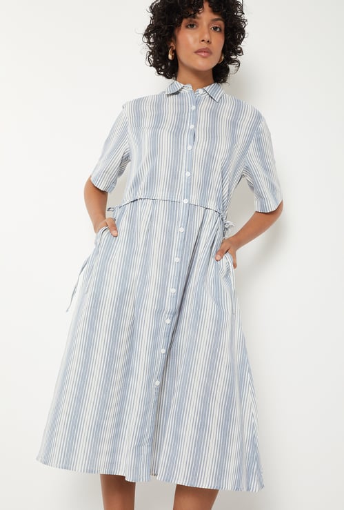 Women Striped Shirt Dress