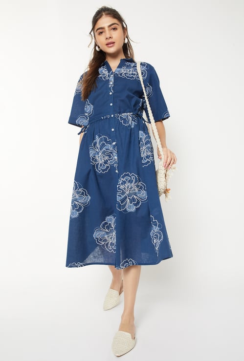 Women Embroidered Shirt Dress