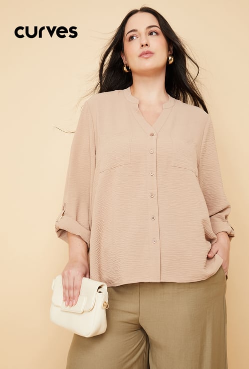 Women Textured Shirt-style Top