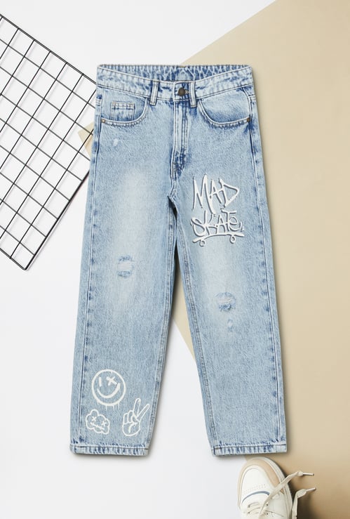 Boys Printed Loose Fit Jeans