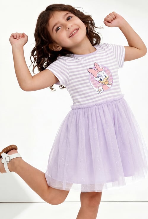 Girls Daisy Duck Sequins Tulle Dress