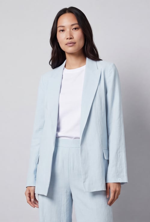 Women Solid Relaxed Fit Open Front Blazer
