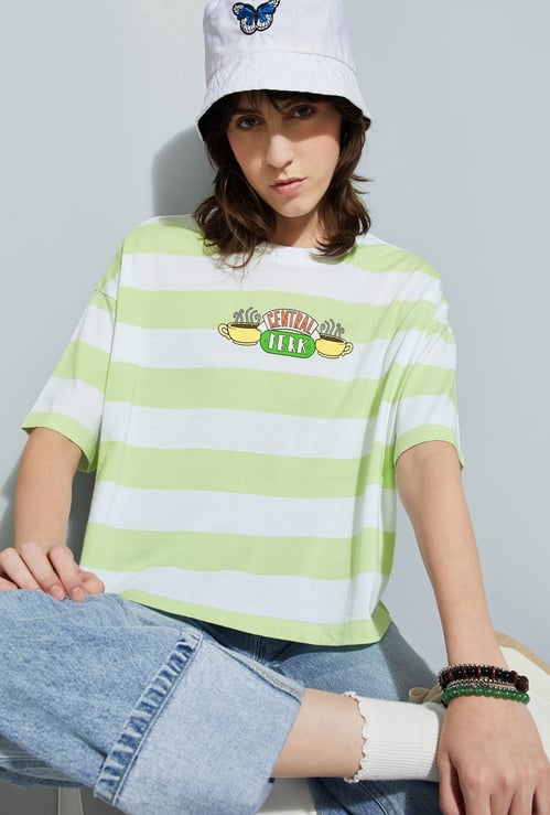 URB_N Women Friends Striped Boxy Fit T-shirt