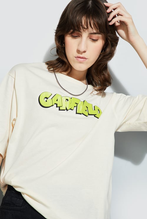 URB_N Women Garfield Print Oversized T-shirt