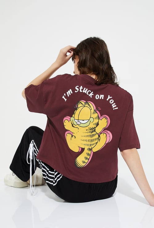 URB_N Women Garfield Print Boxy Fit T-shirt