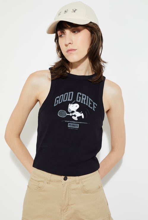 URB_N Women Peanuts Embroidered Tank Top