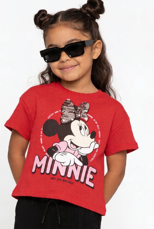 Girls Minnie Mouse Embellished T-shirt