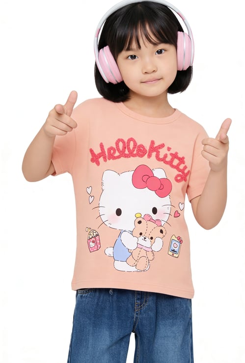 Girls Hello Kitty Chennile Embroidered T-shirt