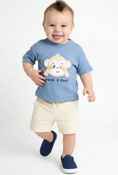 Boys Monkey Applique T-Shirt & Shorts Set