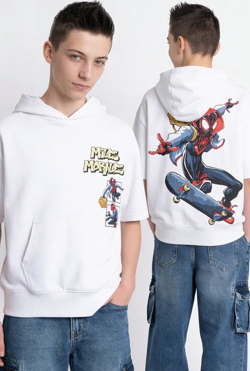 Boys Spider-Man Print Hooded T-shirt