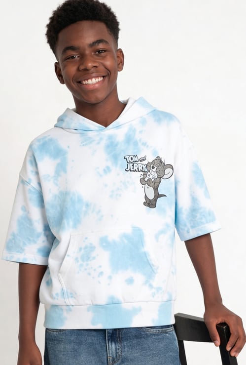 Boys Tom & Jerry Print Hooded T-shirt