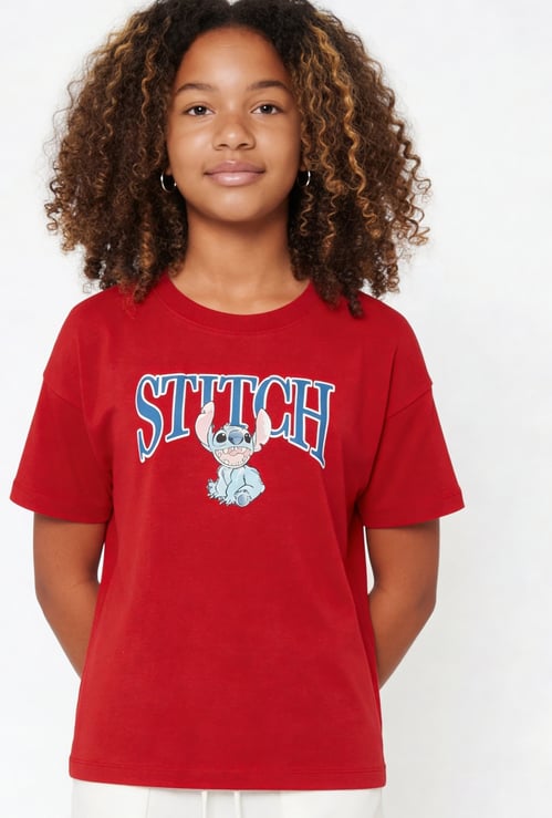 Girls Lilo & Stitch Print Oversized T-shirt
